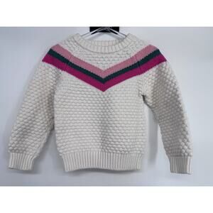 Janie and Jack Girls 2T Chevron Pullover Sweater Ivory Pink Green Cotton